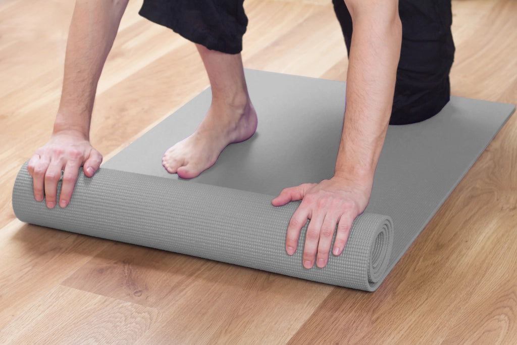 Tappetino Yoga Fitness Ginnastica Tappeto Palestra Antiscivolo Arrotolabile 61 x 173 Cm  - Grigio