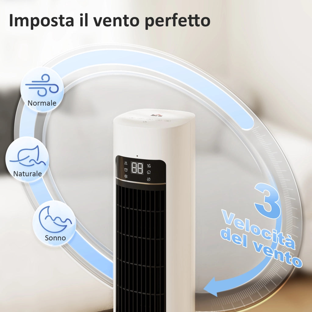Raffrescatore d'Aria Evaporativo, 3L Serbatoio, 48¡ã Oscillazione, 3 Velocit¨¤ e Modalit¨¤, Bianco
