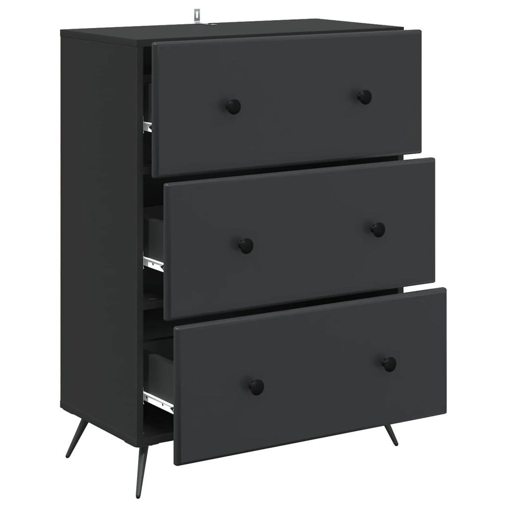 Mobile con Cassetti Nero 66 x 34,5 x 90 cm Legno ingegnerizzato 895526
