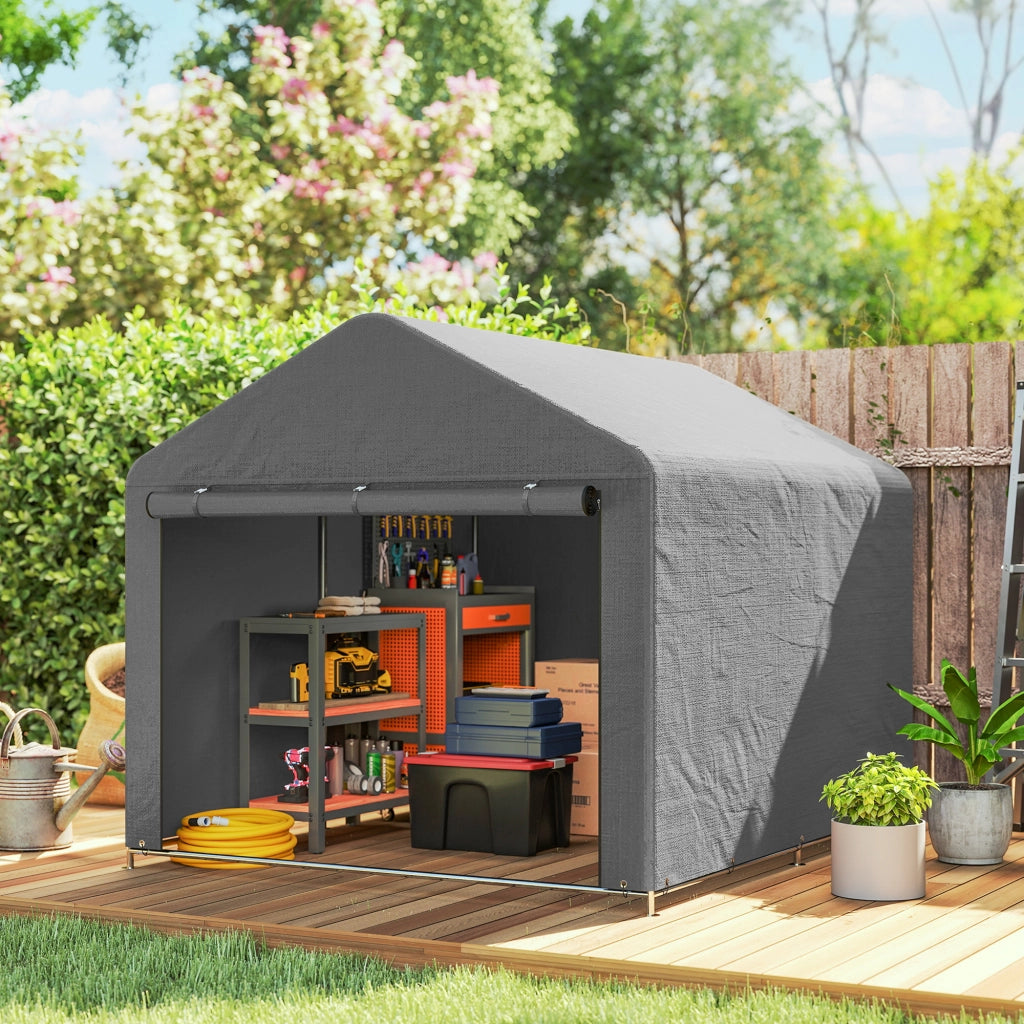 Carpa per Biciclette da Giardino ¨C Zephmum ¨C Grigio 2.4x2x2 m Impermeabile Anti-UV