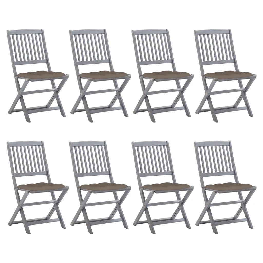 Sedie da Giardino Pieghevoli 8 pz con Cuscini Massello Acacia cod mxl 8549