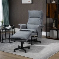 Poltrona Relax Massaggiante con Pouf e Telecomando, 8 Punti Massaggio e 5 Programmi, Grigio