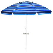Ombrellone 2,2m da spiaggia con protezione solare UPF50+ inclinato, Ombrellone portatile da esterno Blu