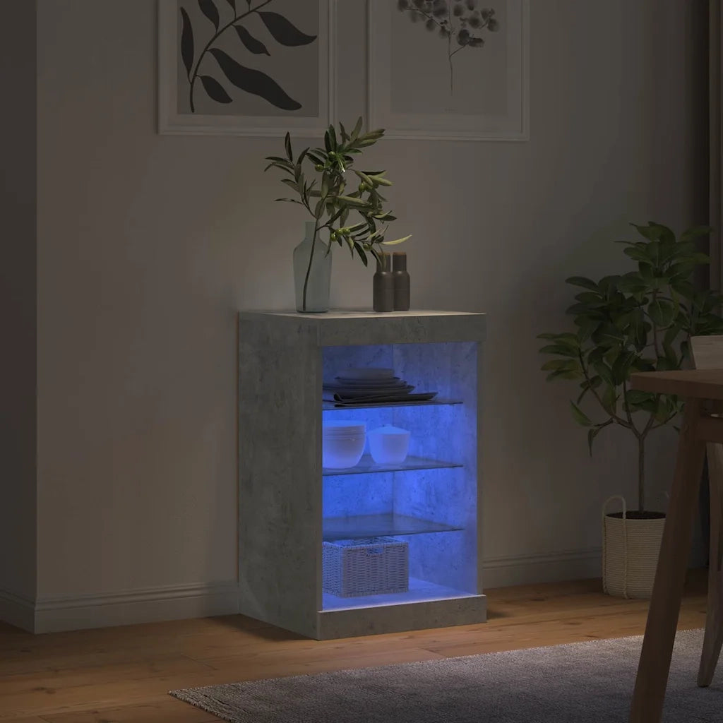 Credenza con Luci LED Grigio Cemento 41x37x67 cm 836724