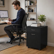Rolling Cabinet, Black, 45x38x54 Cm, Wood-based Material