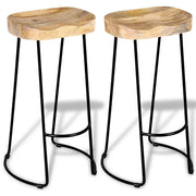 Set di due sgabelli da bar di design 2 pezzi in legno massello di mango 1202061