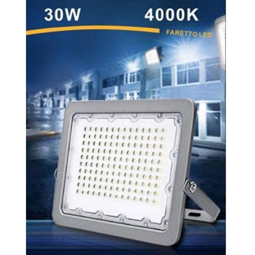 Trade Shop - Faro Led Proiettore Per Esterno Grigio 30w Ip65 Luce 6500k 4000k 3000k Fs30w -