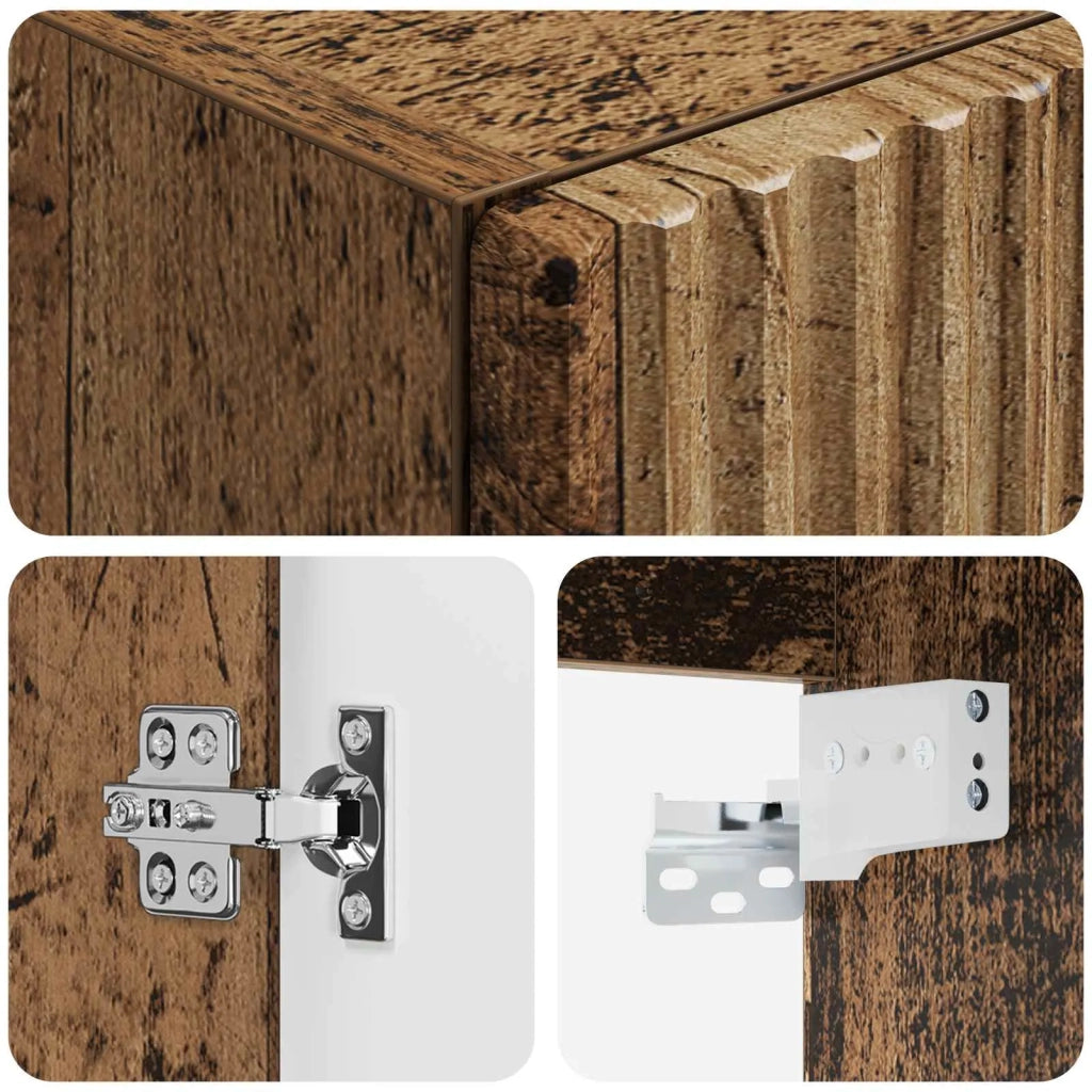Mobiletto da Bagno a Muro Legno antico 33 x 34,5 x 60 cm 890540