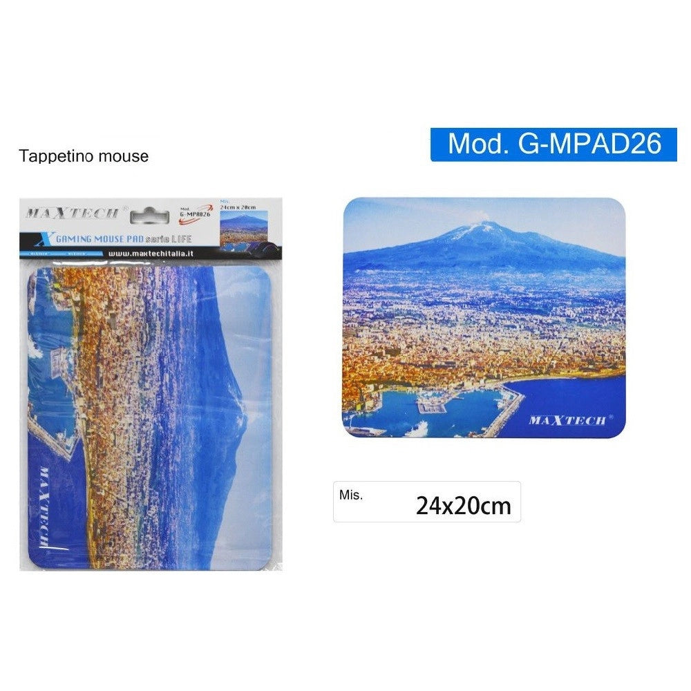 Trade Shop - Tappetino Per Mouse Pad Gaming Tappeto Poggiapolso Mare Con Monte Etna G-mpad26 -