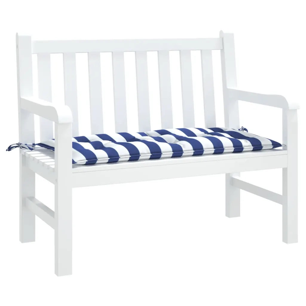 Cuscino Panca Giardino Righe Bianche e Blu 110x50x7 cm Tessuto 361823