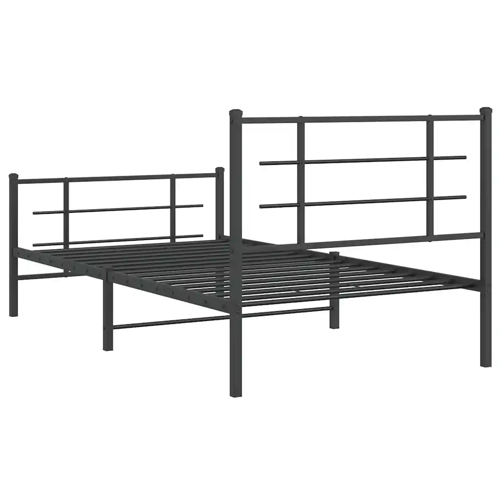 Giroletto con Testiera e Pediera Metallo Nero 100x200 cm