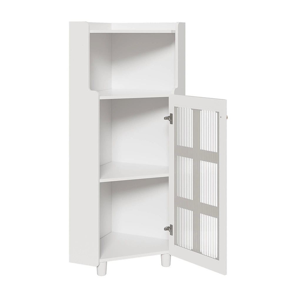 Armadio angolare bianco con superficie laccata e illuminazione LED - Xylo - 63,5*124 cm - Comando app