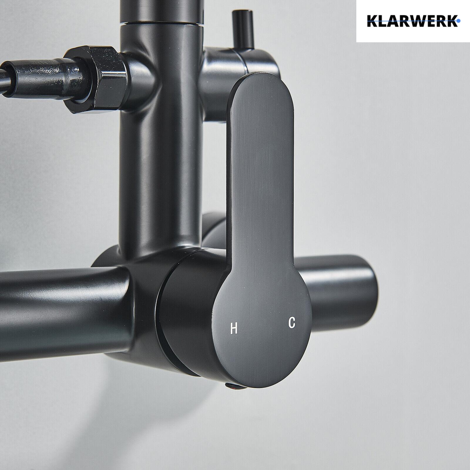 JULIE | Rubinetto miscelatore gastronomia a parete nero | professionale da cucina in acciaio inox con doccetta|Acqua rubinetto ristorante  bocca alta