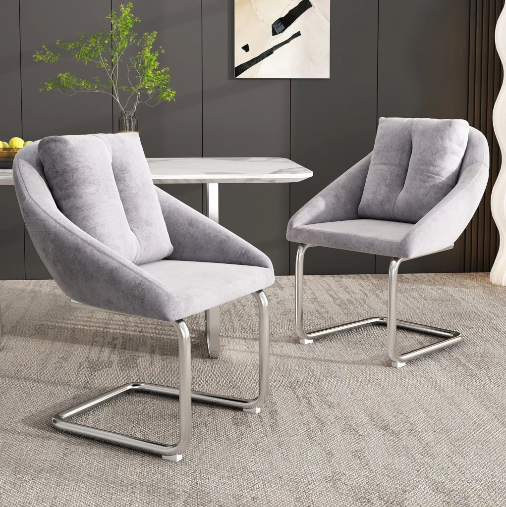 Set di 4 sedie in velluto grigio