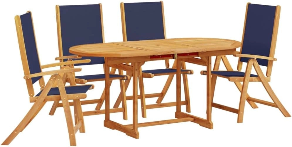 Set da pranzo da giardino 5 pezzi in legno massello di acacia e textilene, set tavolo e sedie da giardino, tavolo terrazza esterna e sedie, set terrazza, mobili da giardino esterno - 3279308