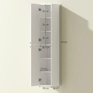 ARMADIO BAGNO Pensile 6 ripiani Legno Bianco