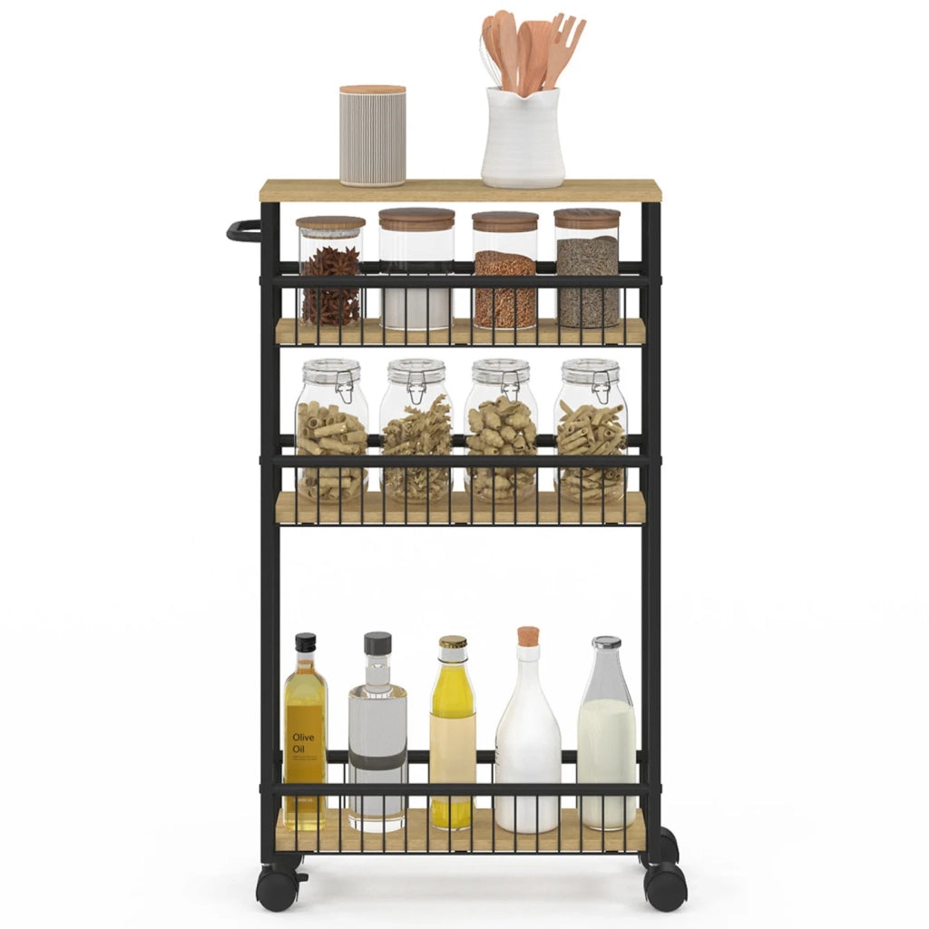 IDMarket - Credenza salvaspazio DETROIT, 4 livelli su rotelle, design industriale