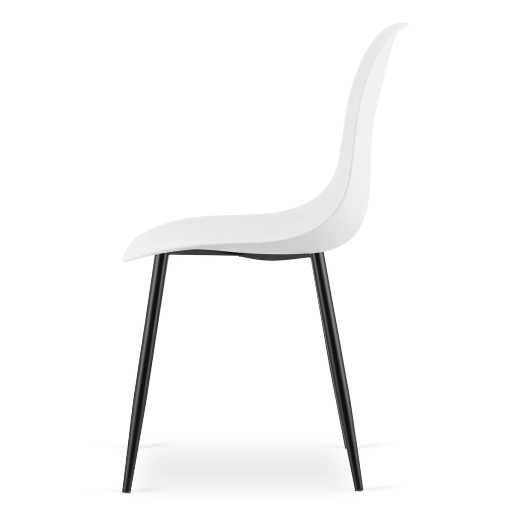 Sedia scandinava WAT bianca con gambe in metallo nero