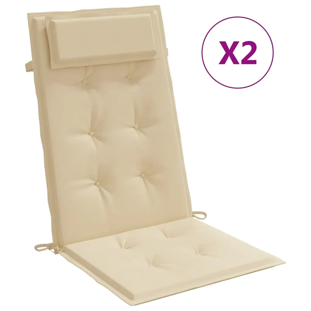 Cuscini per Sedia con Schienale Alto 2 pz Beige Tessuto Oxford