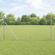Recinzione a Catena con 7 Pali 1.2x10 m in Acciaio Zincato