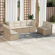 Set Divano da Giardino 8 pz con Cuscini Beige in Polyrattan 3217448