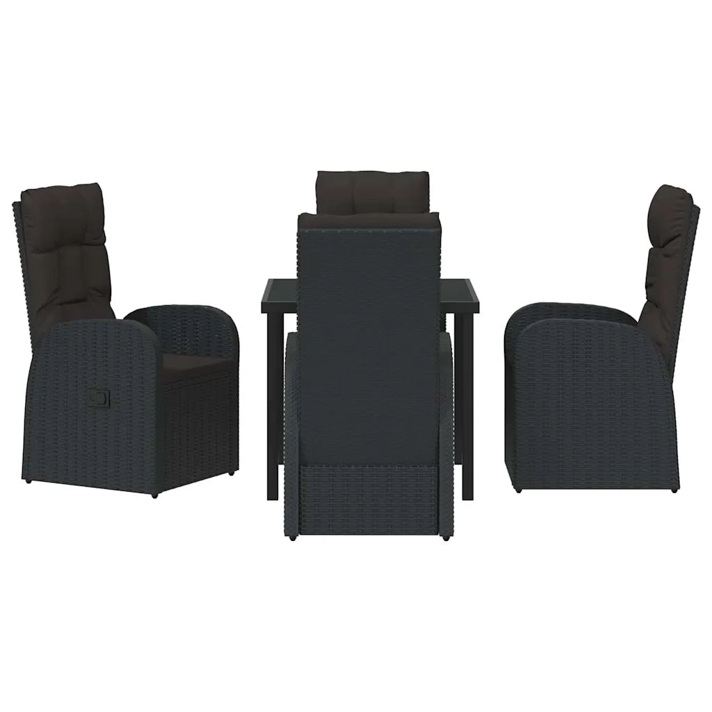 Set da Pranzo per Giardino con cuscino 5 pcs Nero polyrattan 3379507