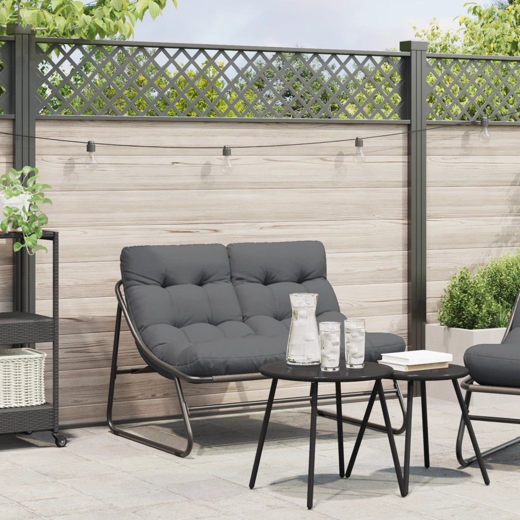 Panchina da Giardino con Cuscino Nera 110x80x71 cm Acciaio