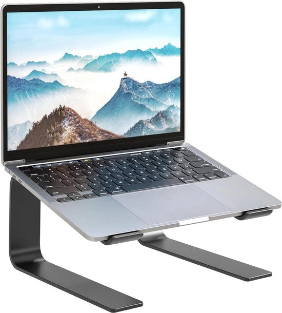 Supporto Portatile Ergonomico per Laptop - Adatto per Laptop da 10 a 17,3 Pollici - Stand per Laptop in Metallo - Posizione Ottimale e Scambio di Calore - Nero