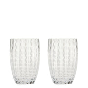 Zafferano Perle Bicchiere Trasparente - Vetro Colorato Soffiato a Bocca, 32 cl, Lavorato a Mano - Set da 2 Tumblers Artigianali per Acqua o Cocktail