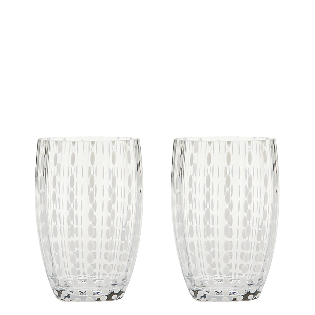 Zafferano Perle Bicchiere Trasparente - Vetro Colorato Soffiato a Bocca, 32 cl, Lavorato a Mano - Set da 2 Tumblers Artigianali per Acqua o Cocktail