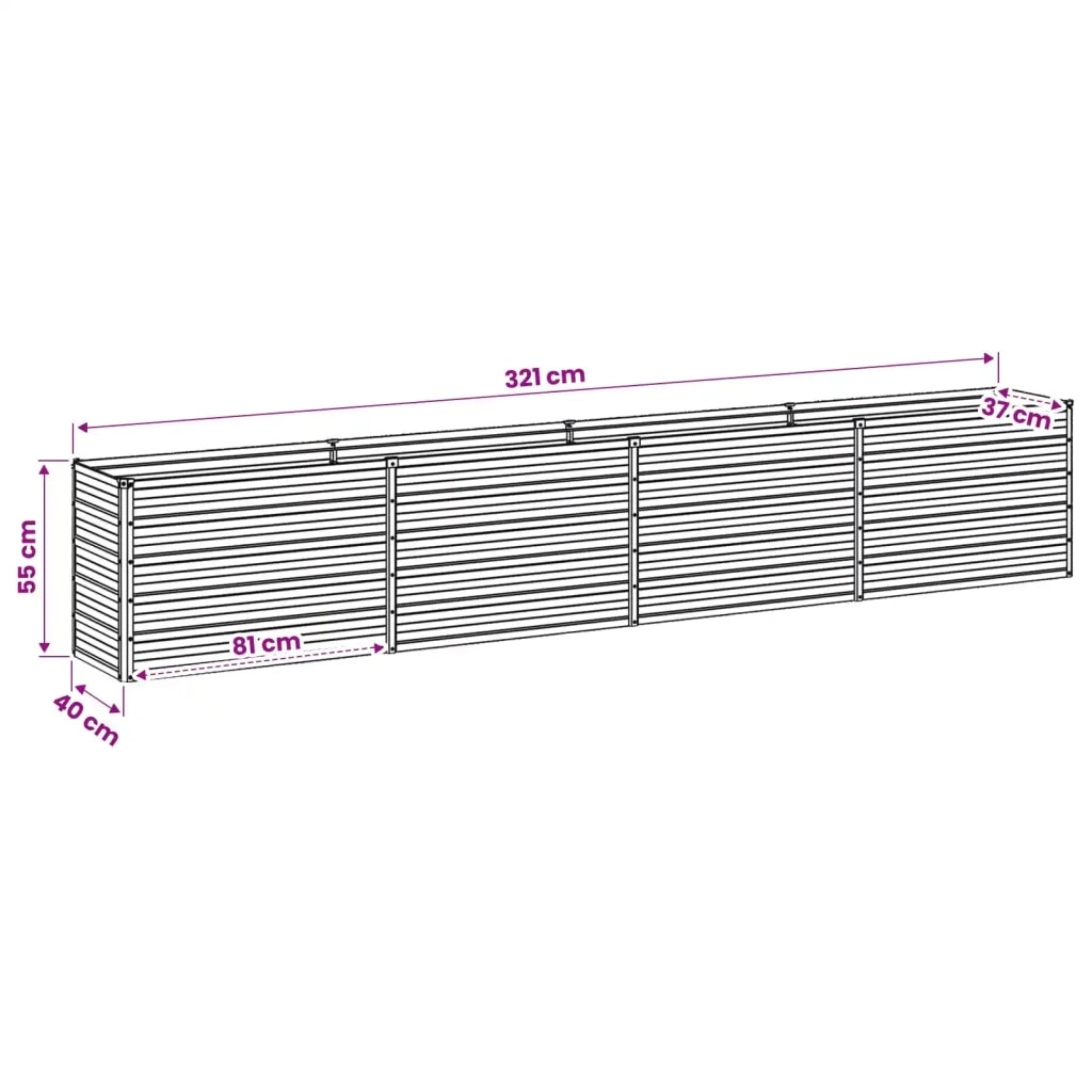 Letto rialzato da giardino Argento 320 x 40 x 55 cm 8006269