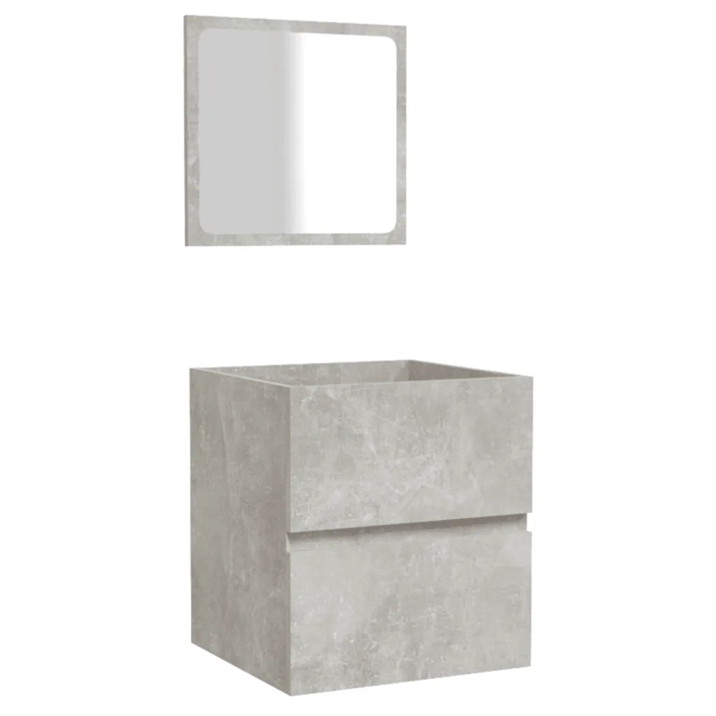 Mobile da Bagno con Specchio Grigio Cemento Legno Multistrato