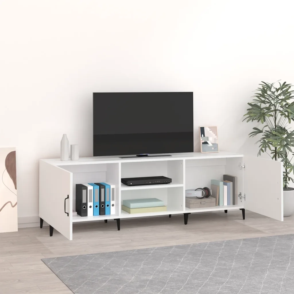 Mobile Porta TV Bianco 150x30x50 cm in Legno Multistrato 812627