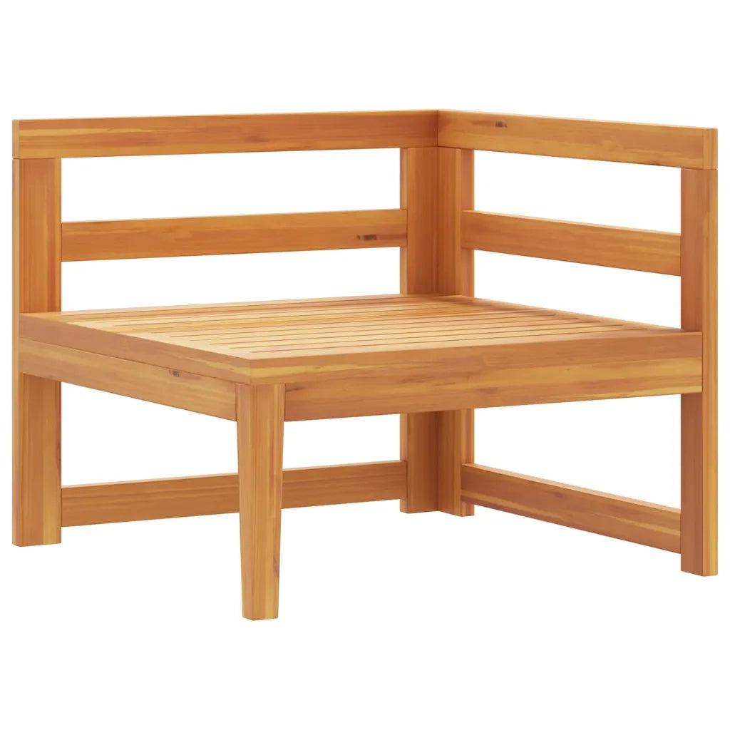 Divano Angolare con Cuscini Bianco Crema in Massello di Acacia 316315