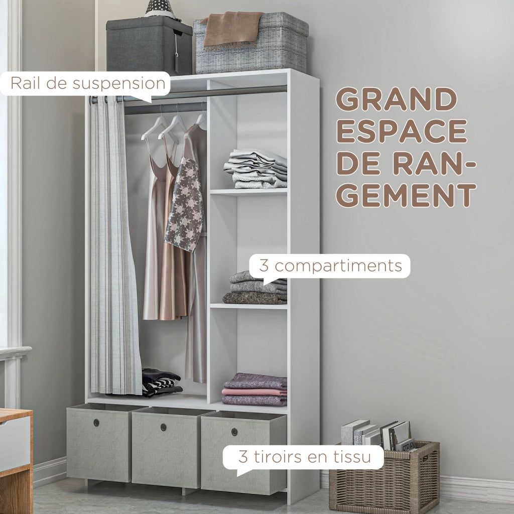 Armadio con ante e cassetti ¨C zephmum ¨C bianco 105x48x160