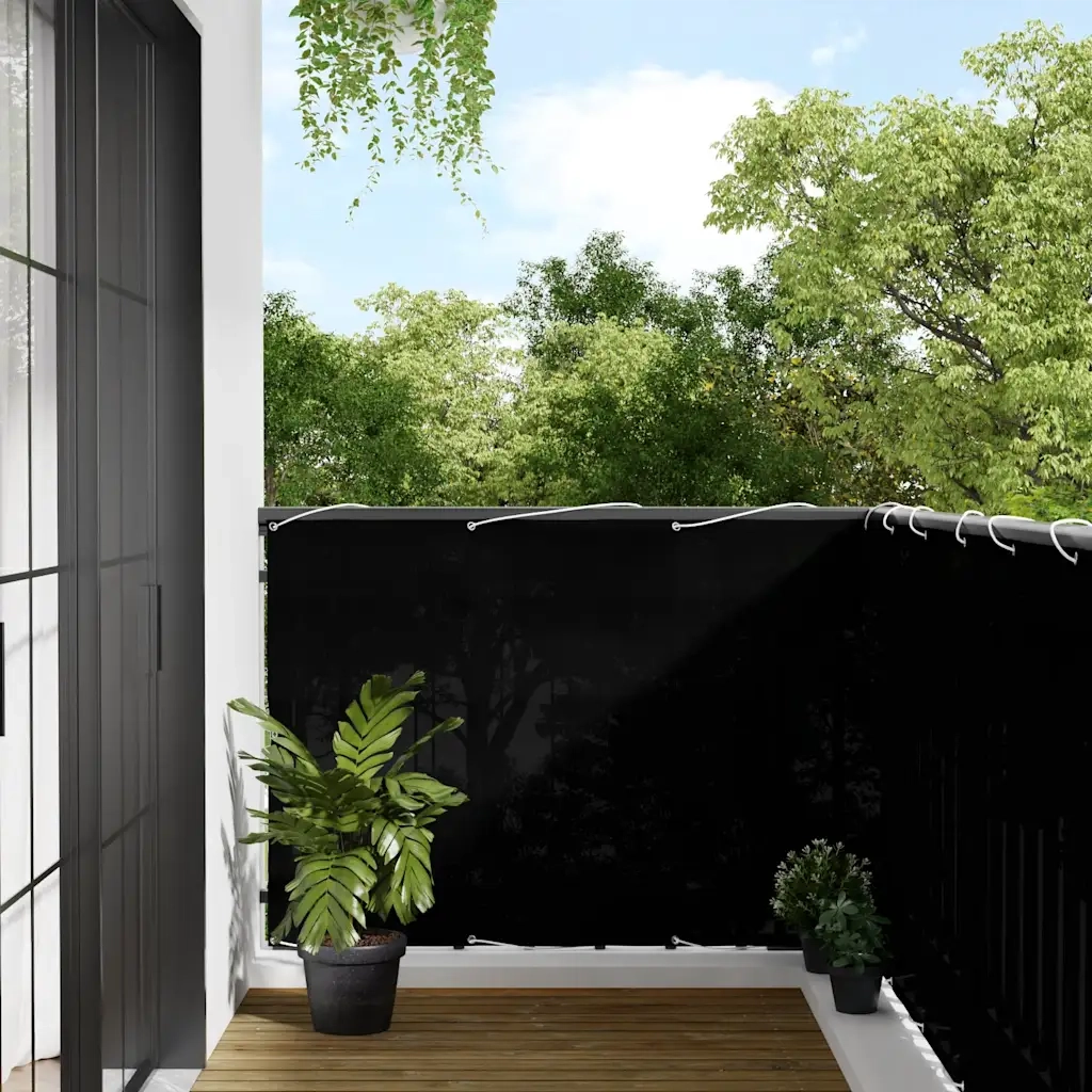Paravento da Balcone-Pannello per balcone Nero 120x700 cm 100% Poliestere Oxford