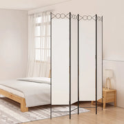 Divisorio a 4 Pannelli Bianco 160x220 cm Tessuto 350166