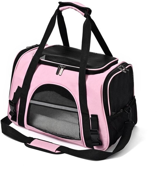 Borsa per Animali da Viaggio - Fodero per Animali da Portare in Viaggio - Trasporto Sicuro - Migliorata Circolazione dell'Aria - 46 x 20 cm - Rosa