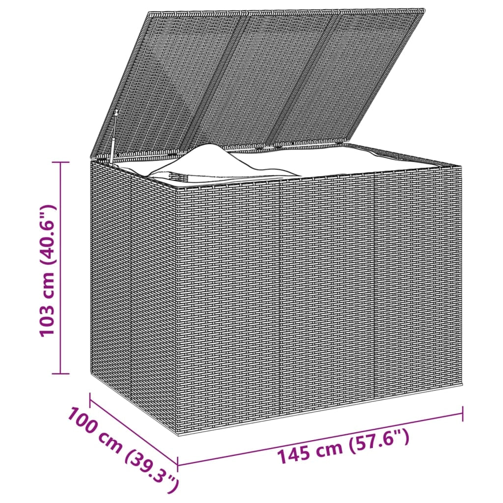 Contenitore per cuscini da giardino in resina intrecciata 145 x 100 x 103 cm marrone 02_0013162