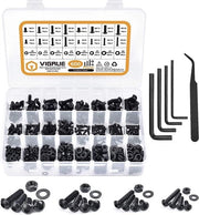 Assortimento di Viti e Dadi in Acciaio di Carbonio Nero per M3 M4 M5 M6 Viti Inbus
