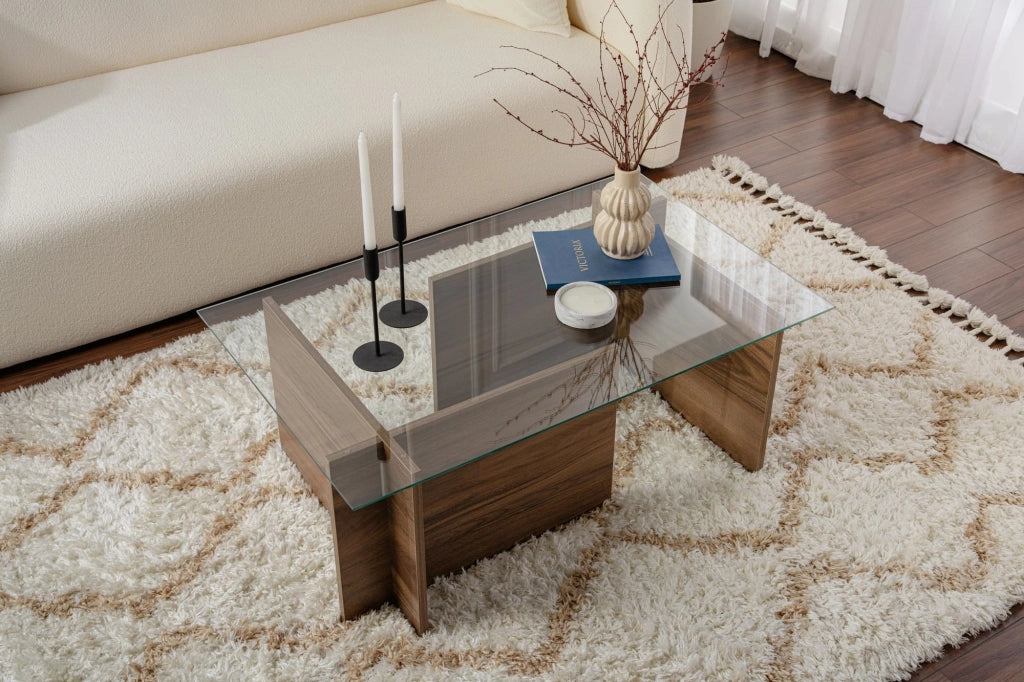 Tavolino in legno "Vetrino" - 105 x 65 x 40 cm - Noce