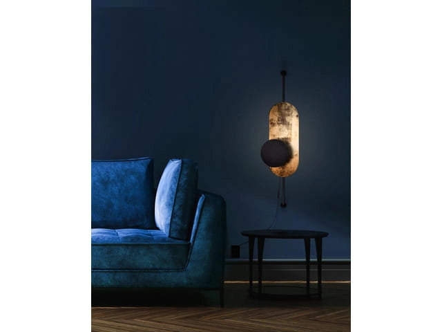 Applique Nowodvorski Wheel nero-oro legno 1 luce G9 89 cm