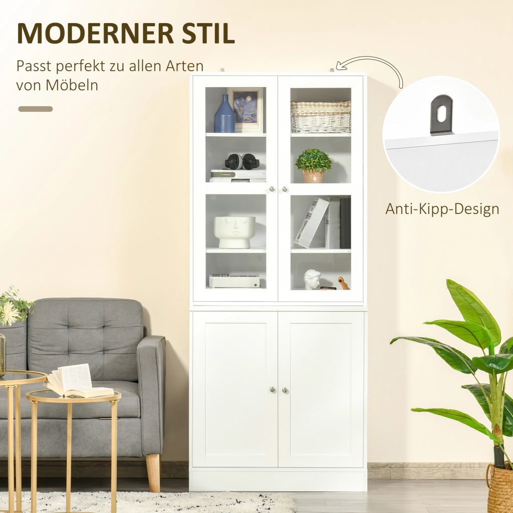 LIBRERIA 76x40x178,5 cm Bianco in MDF con ante in vetro temperato