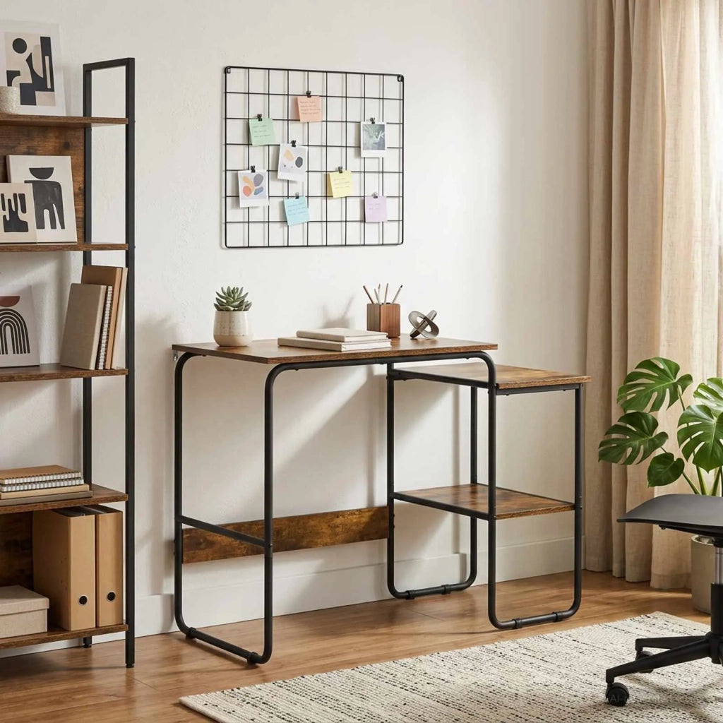 Scrivania con Spazio di Archiviazione Rovere Fumo 8007992