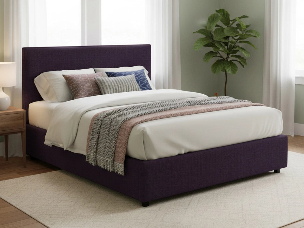 Basildon, Letto Matrimoniale Sfoderabile Made in Italy, Viola