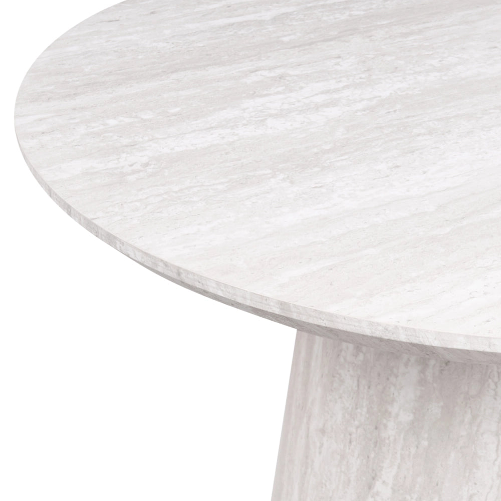 Tavolo da pranzo in MDF in stile scandinavo forma ovale gambe larghe a colonna 220x95 cm per sala da pranzo effetto travertino