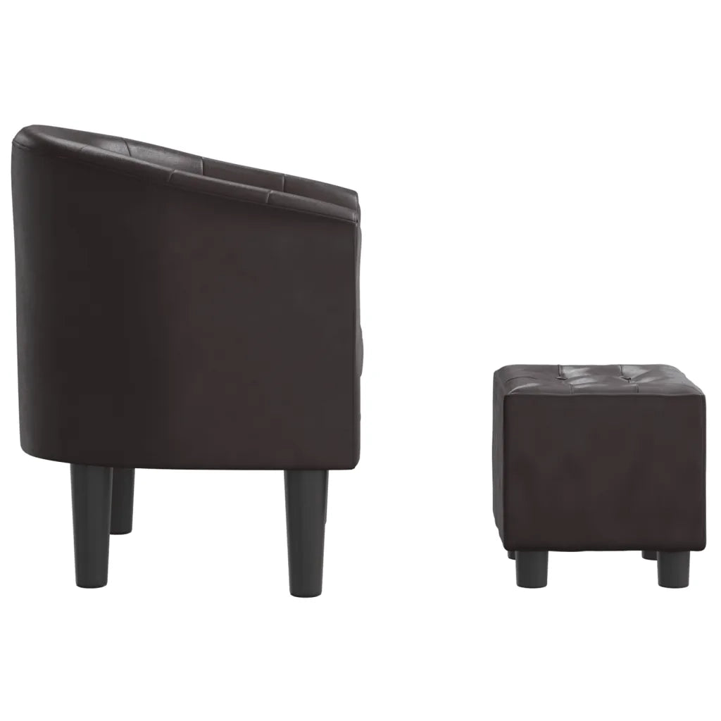 Poltrona a Pozzetto con Poggiapiedi Marrone in Similpelle 356465