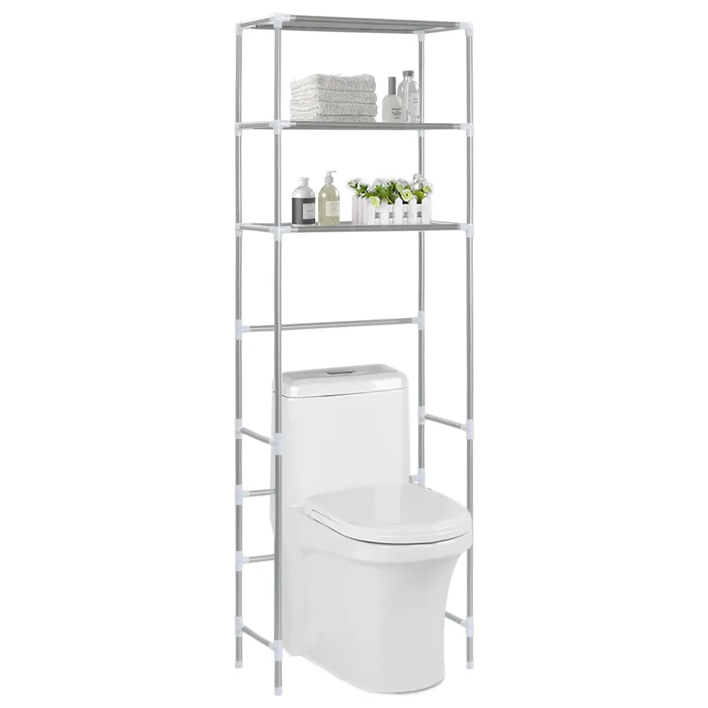 Scaffale per Bagno con 3 Ripiani Argento 53x28x169 cm CFW2109291