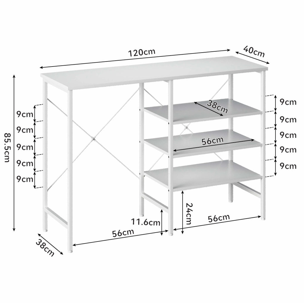 Tavolo organizer modulare in MDF e metallo bianco