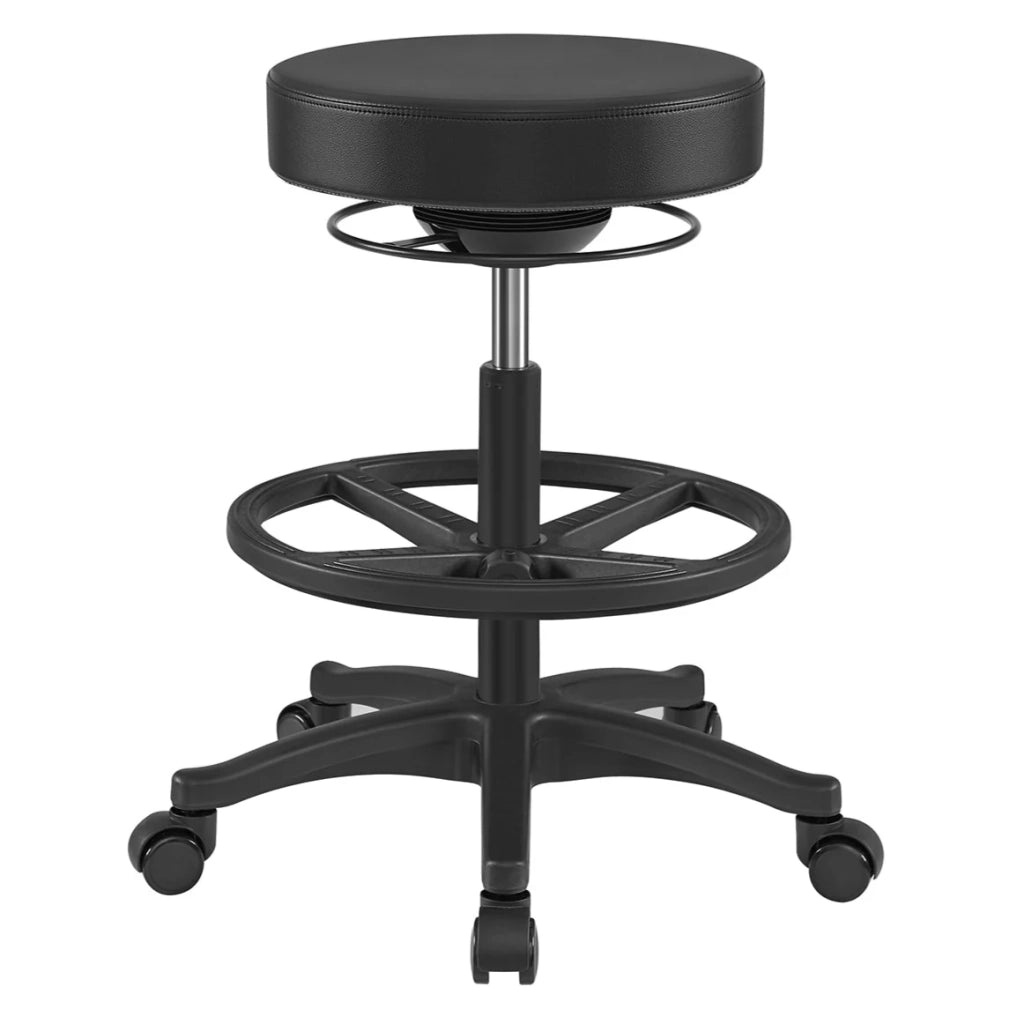 Sgabello da lavoro seduta alta sgabello ergonomico Dynastic sgabello da ufficio sit-stand girevole e regolabile 59,5-81 cm con poggiapiedi circolare regolabile nero 12_0007727